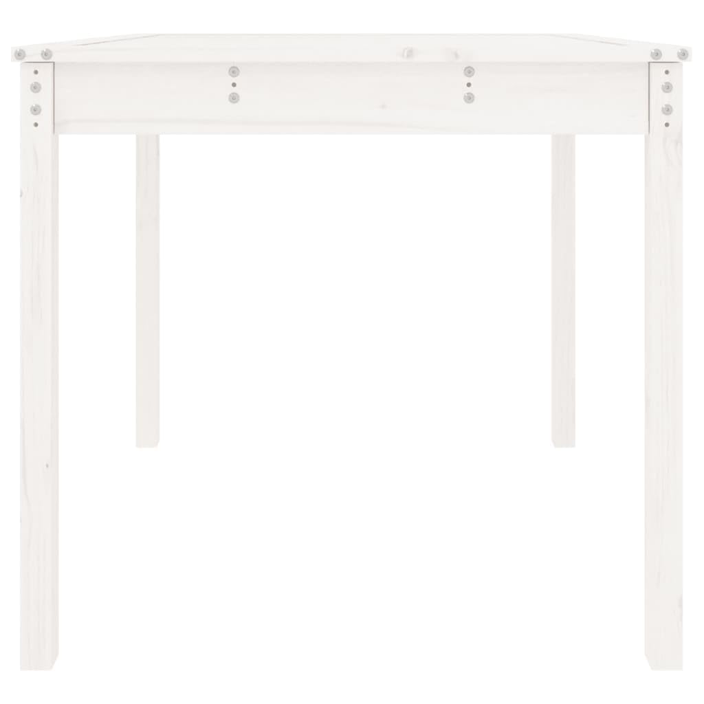 Stół ogrodowy, biały, lite drewno sosnowe, 82,5 x 82,5 x 76 cm, odporny na warunki atmosferyczne, na balkon, taras, stabilny, do ogrodu, na werandę, kemping, piknik