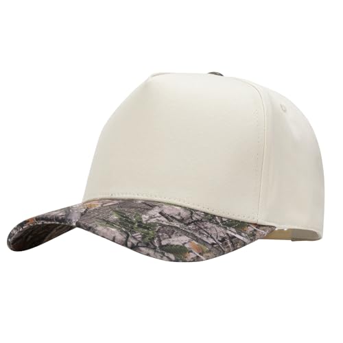 MEINICY Vintage Trendy Trucker Hat Structured 5-Panel Snapback Hat Adjustable Cotton Solid or 2-Tone Baseball Cap Men Women