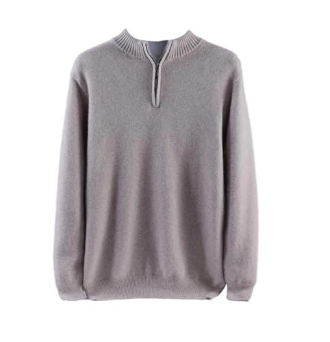Men Quarter-Zip Sweater Solid Half High Neck Wool Sweater Winter Warm Thick Business Pullover