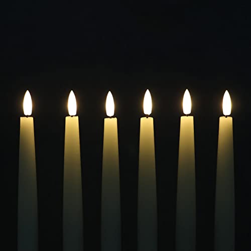 Image of Rhytsing 11.4 inch Flameless Taper Candles with Timer Function, Battery Operated Dinner Tall Candlestick Rustic Wax, Warm White LED, 2 Remotes Included - Set of 6 (Ivory)