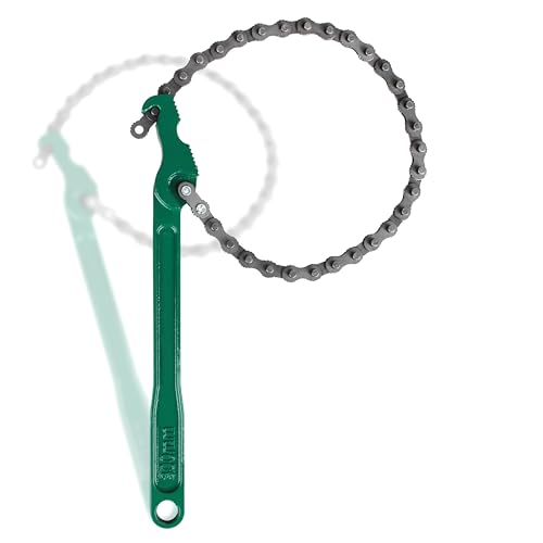 12 Inch Chain Wrench Strap wrench Heavy Duty Oil Filter Chain Wrench for Heat-Treated Carbon Steel with Hanging Hook - Diesel/Plumbing Use