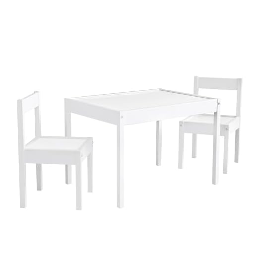Baby Relax Hunter 3 Piece Kiddy Table and Chair Set, White (DA7501W)