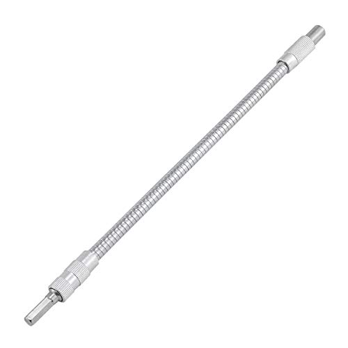 KATUR Flexible Socket Extension Bar Set,Cable Flexible Shaft Extension Bar Ratchet, Flexible Extension Drill Bit Holder for Screwdriver, 1pcs 1/4 Inch Hex Shank (300mm Length)