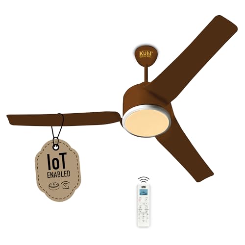 Image of KUHL Ritzz R3 1320 mm 65% Power Saving BLDC Ceiling Fan | BEE 5 Star Rated & ISI Marked | High Air Flow| 5Year Warranty on Motor By Brand | Free Installation | IoT - Operate via Mobile & Alexa | Brown
