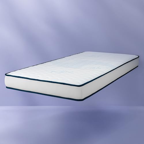 COSMOS - Colchón Viscoelástico 90x190 cm - Upsilon Promo - Espuma HR y Blue Latex - Semifirme, Transpirable, Hipoalergénico, Ergonómico - Cara Invierno Verano, 7 Zonas Confort