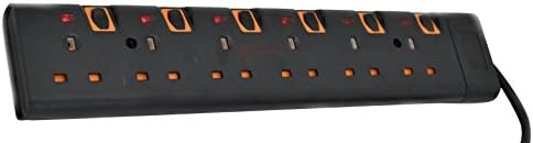 Shine SS_eXT_BK Black 2M 4 Way Gang Switched Surge Protected Extension Lead with LED Indicators