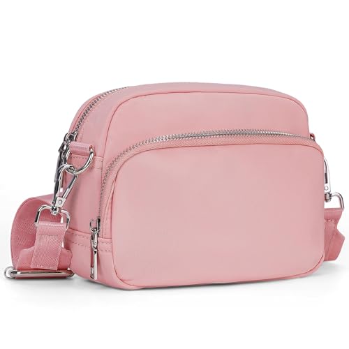 Image of Crossbody Bag for Women,Camera Sports Purses Lightweight Shoulder Bag Waterproof Purse with Adjustable Wide Strap (Pink)