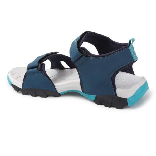 Image of Men's Sports Sandals | Lightweight Outdoor Trekking Sandals | Adjustable Velcro Straps | Cushioned Footbed | Anti-Skid Sole | Comfortable Walking Sandals for Men (Blue /Grey)