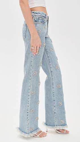 alice + olivia Women's Roxie Embellished Straight Flare Full Length Jeans4