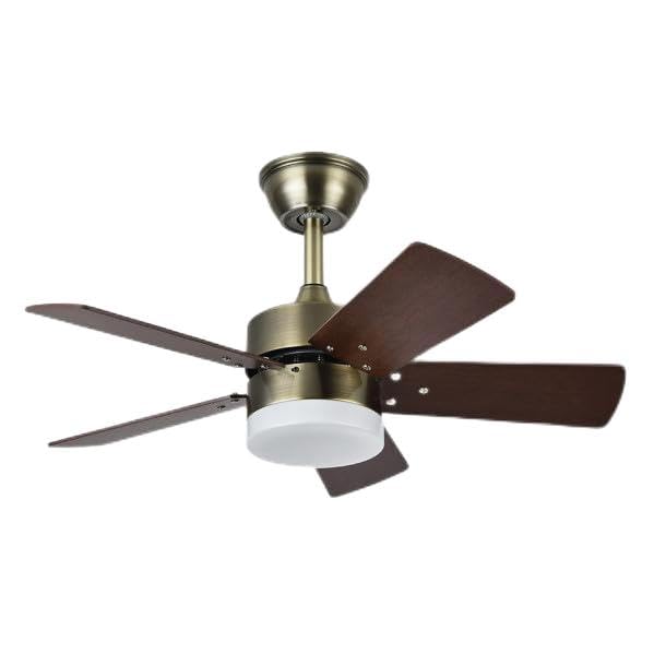Brightium Ventilador DC Marta 36W en cuero, cinco aspas en cerezo/nogal, 41x76 cm, 3060 lm, control remoto y ajuste de temperatura (3000K-6000K), ideal para cualquier ambiente.
