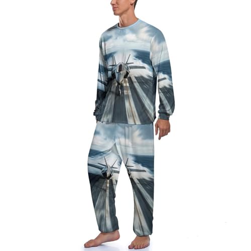 F-35 Fighter Jet U.S Air Force Men's Pajama Set Long Sleeve Sleepwear Loungewear Comfy Pj Sets4