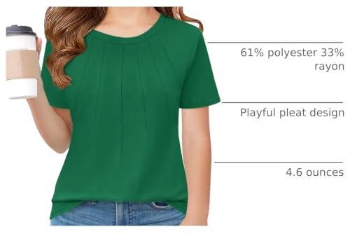 Image of Haloumoning Girls Pleated T Shirts Kids Summer Short Sleeve Fashion Tops Tees 5-14 Years