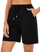 Marvmys Women's Running Shorts Casual Lounge Bottoms High Waist Summer Athletic Sweat Jogging Sport Workout Ladies Soft Cycling Short with Pockets Black L