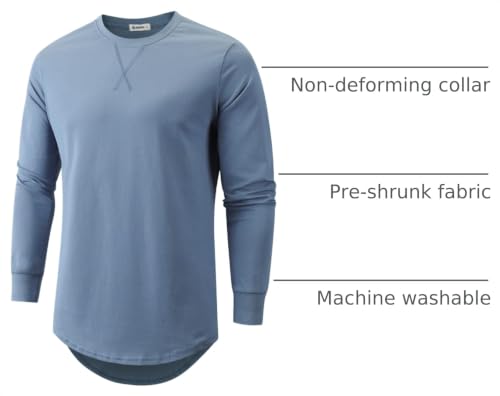 Image of KLIEGOU Men's 100% Cotton Longline T-Shirt, Pre-Shrunk Soft