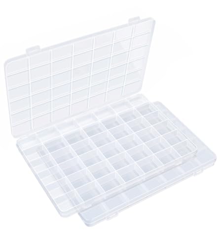 Image of IOOLEEM 42 Grids Plastic Bead Organizer Box, Organizer Container Storage Box, Dividers for bead arts and crafts.(2 Pack)