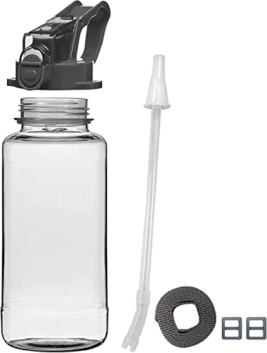 Image of Plastic 2 Liter Motivational Sports Gym Bottle Daily Water Intake With Time Markings Bpa-Free. Leak Proof For Adults For Gym, Travel And Office A- (Black-Blue)