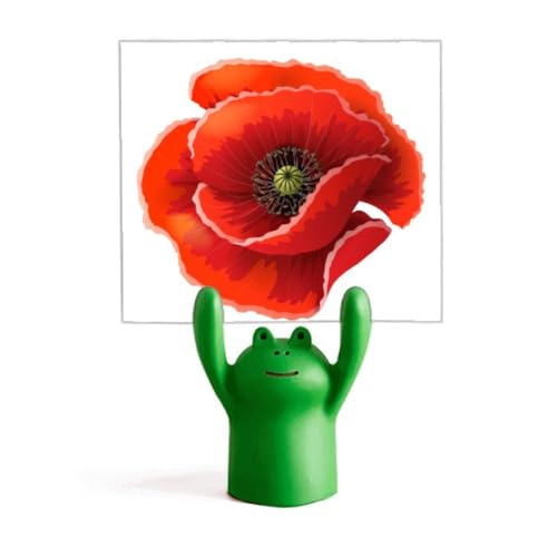 Grenouille support de mémo fleurs rouges idée cadeau originale pour collègue et ami