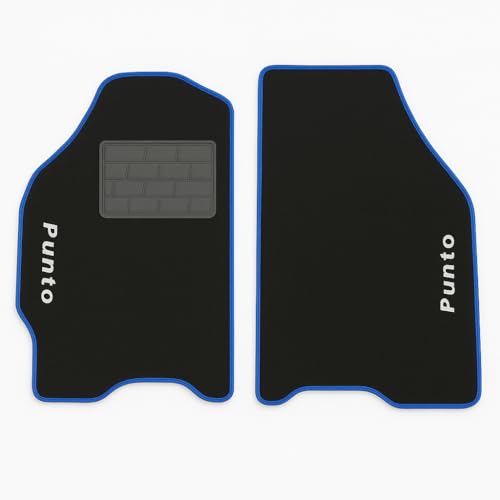 Tapis de voiture Punto II 188 de 1999 à 2010 brodés bord bleu avec talonnette
