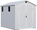 Patiowell 6x8 FT Outdoor Storage Shed with Floor - Resin Tool Shed with Lockable Door & 2 Windows, Easy Assembly for Garden, Backyard, Lawn Equipment, Light Gray