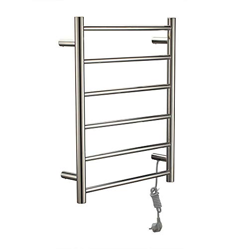 Calentador de Toallas, toallero calefactado, radiador de baño de Pared con 6 Varillas calefactoras, toallero eléctrico de Acero Inoxidable 304.
