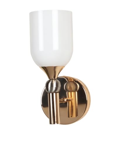 Image of ELIANTE Elegant Frosted Glass Cup Gold Iron Wall Light for Living Room, Bedroom, Foyer and Balcony, E27 Holder, Without Bulb
