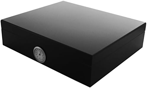 GERMANUS Humidor Movella w kolorze czarnym z nawilżaczem, higrometrem i instrukcją obsługi