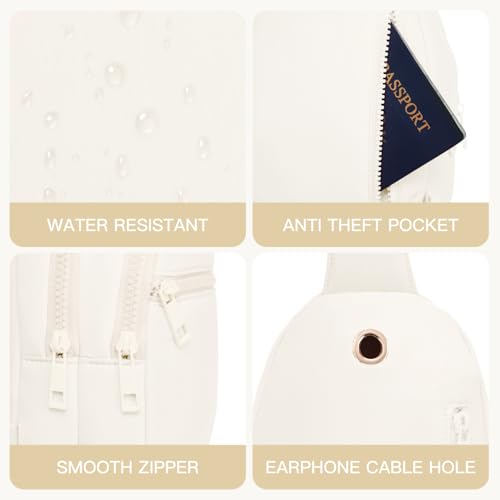 Image of Viverte Quilted Puffer Crossbody Bags for Women Small Puffy Sling Bag Lightweight Cross Body Bubble Purse Shoulder Bag for Travel (Cream White)