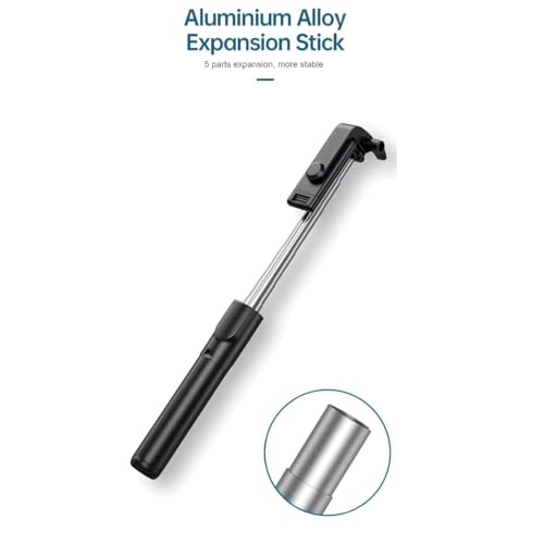 Image of Extendable Selfie Stick with Detachable Bluetooth Wireless Remote Phone Holder Compatible with All Smartphones Bluetooth Selfie Stick, 3 in 1 Multifunctional Selfie Stick Tripod Stand (Black)
