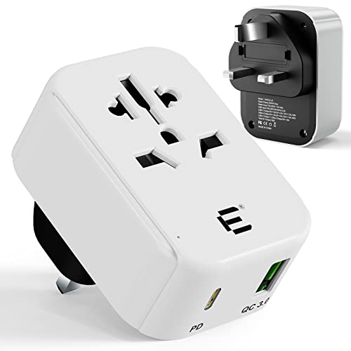Adaptadores De Enchufe UK A UE - Pack De 6, Blanco, Con Obturador De Seguridad, Para Viajes A España, Francia, Italia Y Más