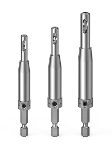 Self Centering Drill Bit Set Ancable Hinge Drill Bit Self Centring 1/4 Inch High Speed Drill Bits For Door Window Cabinet Hinge Pilot Hole (2.4mm 2.8mm 3.6mm)