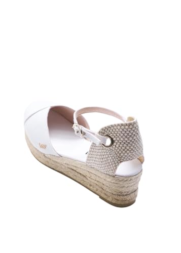 Image of Viscata Pubol Espadrille Canvas Low Wedges with Ankle Strap Spain Handmade 2 inch Heel Women's Sandals with Breathable Organic Cotton Canvas and 100% Natural Jute for all Occasions: Casual, Work, Party