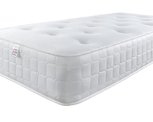 Aspire Beds 20,5 cm Tiefe Quad-Komfort-Füllung & AC Aspire-Cool Touch Luxus getuftete Schlafüberfläche Hybrid Bonell-Federkern-Matratze, weißer Rand, 91 cm Einzelbett (91 x 183 cm) Aspire Beds 20,5 cm Tiefe Quad-Komfort-Füllung & AC Aspire-Cool Touch Luxus getuftete Schlafüberfläche Hybrid Bonell-Federkern-Matratze, weißer Rand, 91 cm Einzelbett (91 x 183 cm)