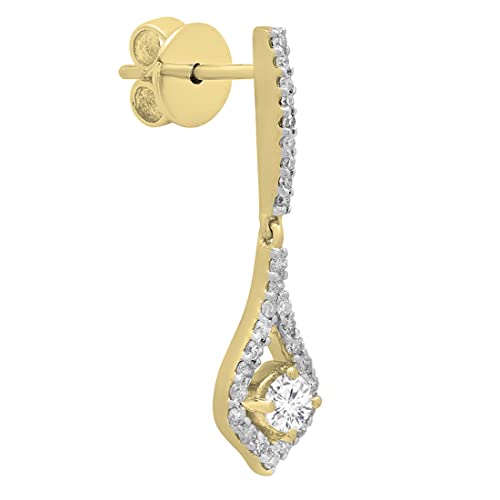 Dazzlingrock Collection 0.19 Cttw Round White Diamond Dangling Drop Earring (1Pc Only) for Women in 18K Solid Gold