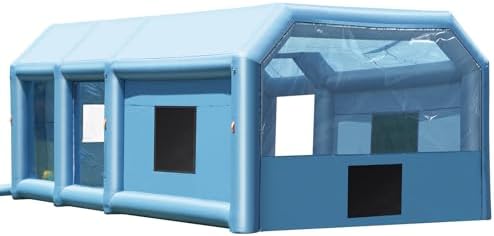 VEVOR Inflatable Paint Booth, 27.9 x 15.7 x 10.8 ft Inflatable Spray Booth, Portable Car Paint Booth for Small Truck, with 950W+750W Powerful Blowers and Air Filter System, Large Motorcycle, Midsize S