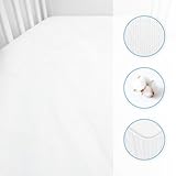 Jersey 100% Cotton Fitted Sheet for 90 x 40 cm Baby Crib Cradle Mattress (White) - Image 3