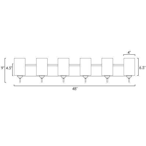 Kira Home Armada Ii 48" 6-Light Modern Over Mirror Vanity/Bathroom Light, Hammered Glass Shades, Traditional Curved Arms, Brushed Nickel Finish #TOP5