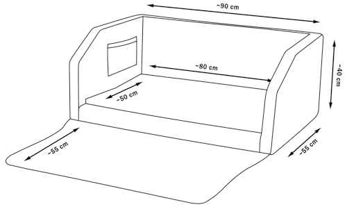 Autohundebett Reisebett Hundebett für Kofferraum Transportsystem 90x55cm (Farbe: schwarz-rot)