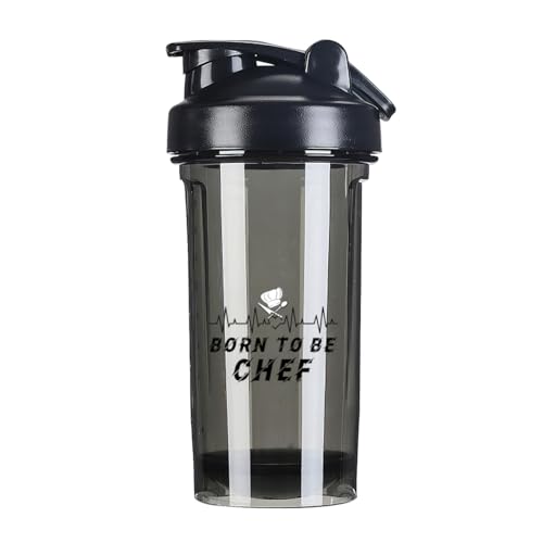 Born To Be Chef 18 Ounce Shaker Cup,Fashion Theme Pattern Shaker Bottle Leak-proof Workout Shake Bottles 500ML/18 oz Perfect for Pre Workout