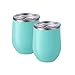 Maars Bev Steel Stemless Wine Glass Tumbler, 12 oz | Double Wall Vacuum Insulated | 2 Pack - Mint