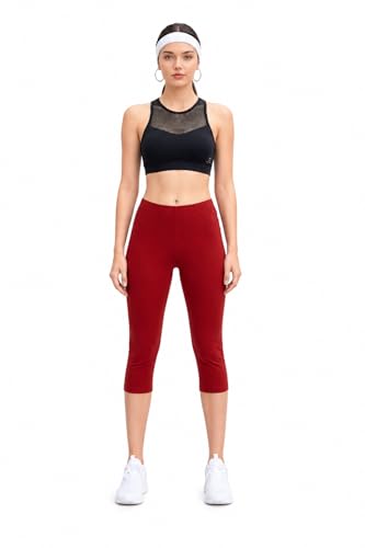 Image of TRASA Women's Cotton Capri Leggings, Stretchable 3 /4 Length Crop Pants, Comfortable, Plus