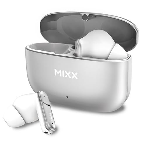 Mixx StreamBuds Custom 3 True Wireless Earbuds, Bluetooth Wireless Earphones, 24-Hour Playtime, Customizable Touch Controls, Zinc Alloy Case, Clear Voice Quad Mic - Black (White)