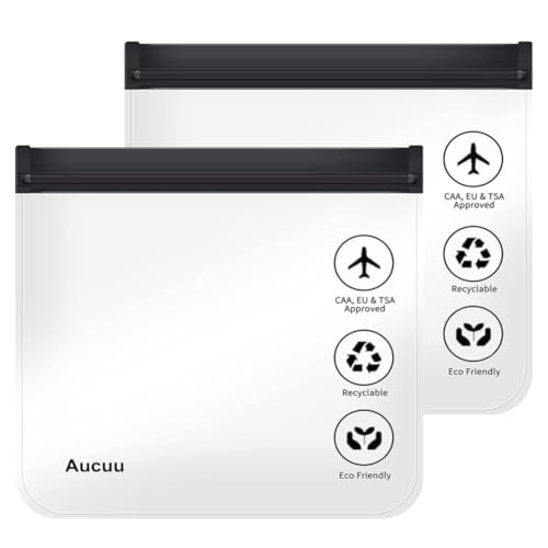 Aucuu 2Pcs Clear Travel Toiletry Bag Airport Security Liquid Bag Travel Accessories 20 x 20cm TSA Approved Makeup Bags Holiday Essentials for Journey Holiday for Women/Men(Black)