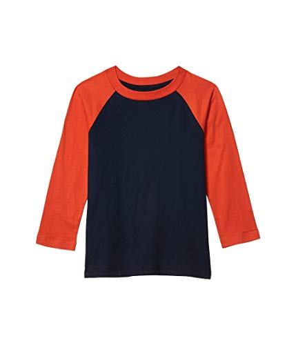 #4K!DS Essential Raglan Long Sleeve Shirt (Little Kids/Big Kids) Navy/Pureed Pumpkin SM (7-8 Little Kid/Big Kid)