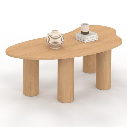 IDMarket – Mesa baja orgánica 100 cm madera efecto haya