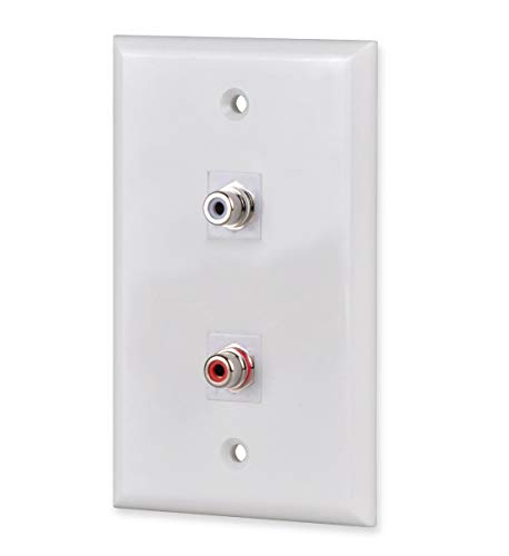 RCA Wall Plate, HTTX White 2-Port RCA Wall Plate with Removable F/F RCA Keystone Jack Inserts for L/R Stereo Speakers RCA Wall Plate, HTTX White 2-Port RCA Wall Plate with Removable F/F RCA Keystone Jack Inserts for L/R Stereo Speakers