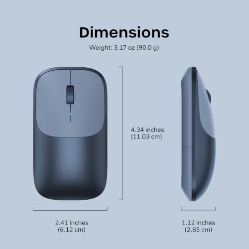 Image of Satechi Slim EX Wireless Mouse, Bluetooth & 2.4 GHz, Quiet Clicks, Indigo | Quiet clicks, anodized aluminum shell, rechargeable battery, for macOS, Windows, iPadOS, Android