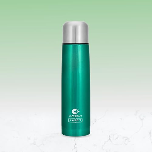 Image of Clay Craft Vacbott Terra Double Walled|18 Hours Hot and 24 Hours Cold Vacuum Insulated|Thermosteel| Flask 500 ml|Steel Water Bottles for Office|Travelling|BPA-Free|BIS Certified|1Year Limited Warranty