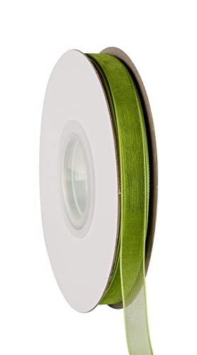 Ribbonitlux 9mm Sheer Organza Ribbon, Moss Shimmer Chiffon Ribbon 45M-Roll - Image 4