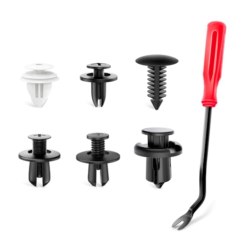 Image of GOOACC 120PCS Car Bumper Push Retainer Clips & Nylon Fasteners Rivet Kit 6mm 7.6mm 8mm 8.8mm 10mm Door Trim Panel Clips, 5PC Fastener Remover
