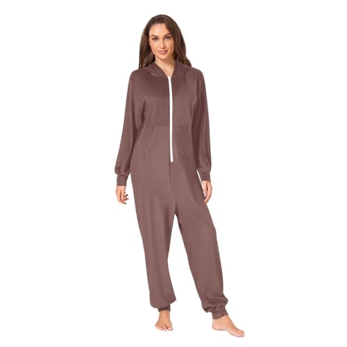 Sinestour Burgundy Dark Red Adult One-Piece Pajamas Snug Fit One